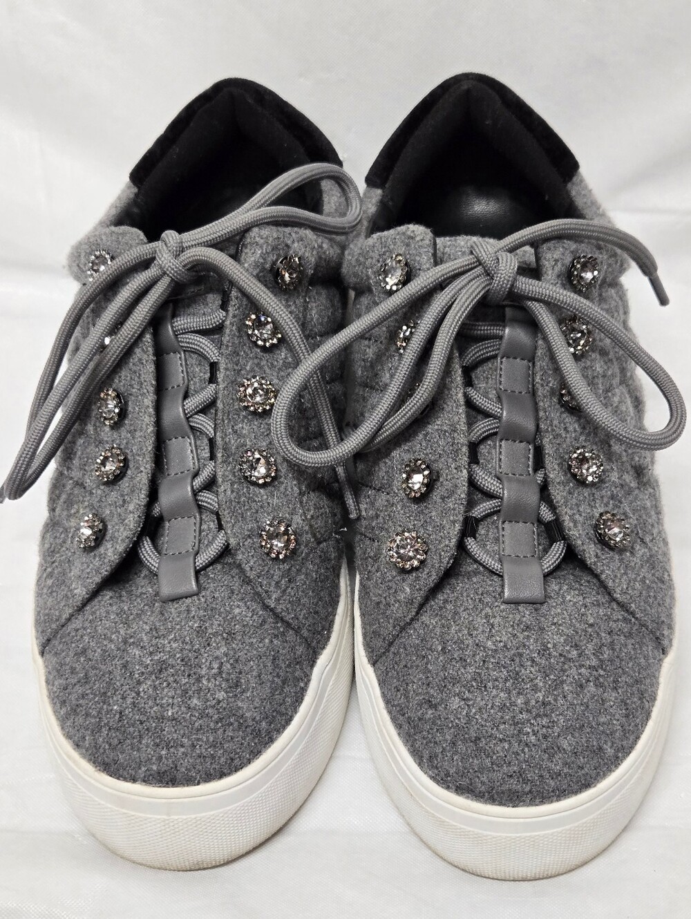 Kurt Geiger Gray Quilted Lace Up Embellished Platform Sneaker 8